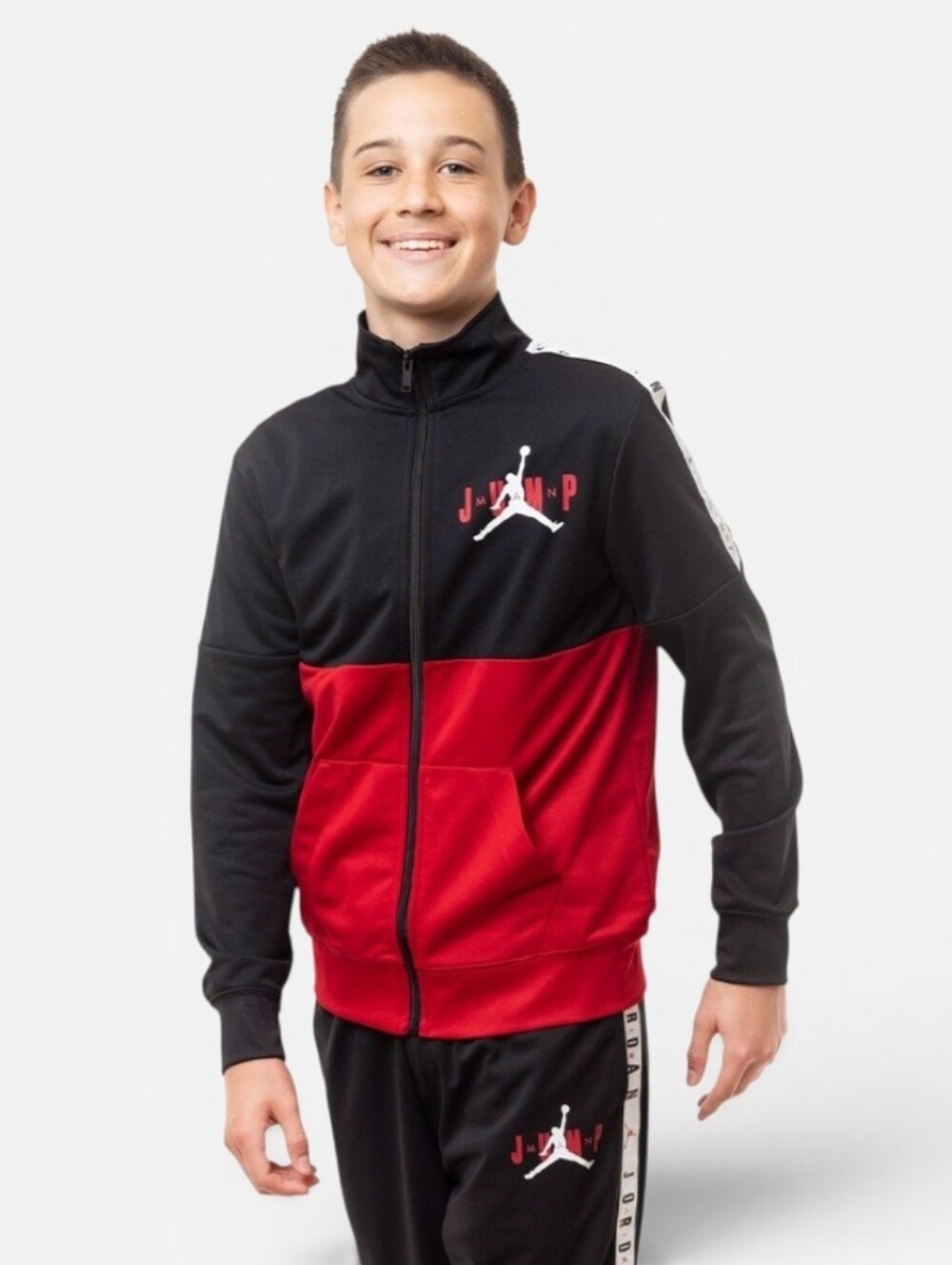 Jordan Boys Jumpman Full Zip Track Jacket Black Red Size XL 13-15‎